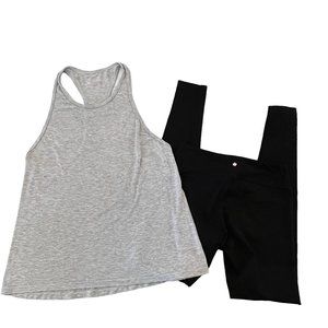 Yoga KIRA GRACE Black Leggings (small) & Light Gray Racerback Tank (larg…
